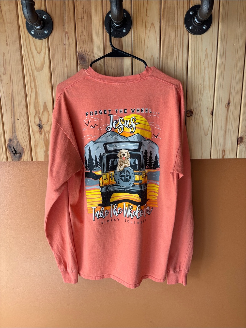 Simply Southern Coral Long Sleeve Tee with Small Chest Logo